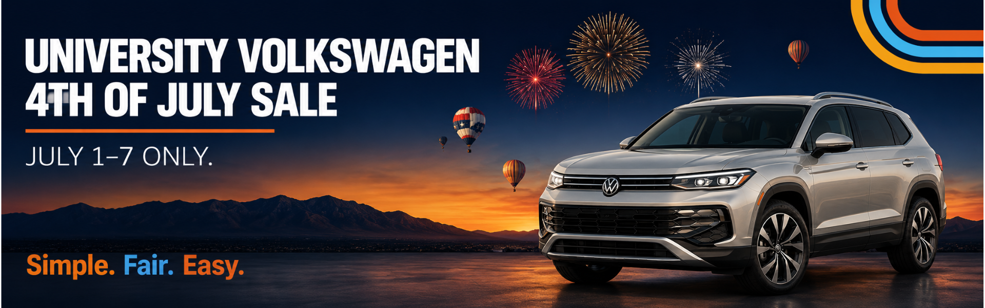 University Volkswagen 4th of July Sale, July 1-7 only — new 
